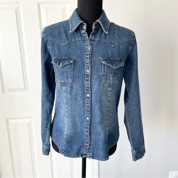 Vintage Denim Slim Fit  Western Shirt - Picture 1 of 13